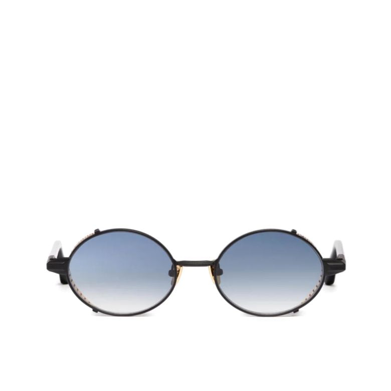Steve Gradient Blue-tint Round Lenses in Black Acetate Frame