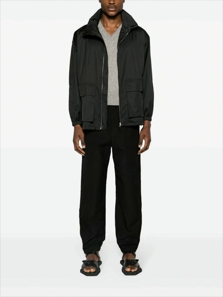 Minimalist Zip-Up Jacket With High Collar And Elastic Cuffs
