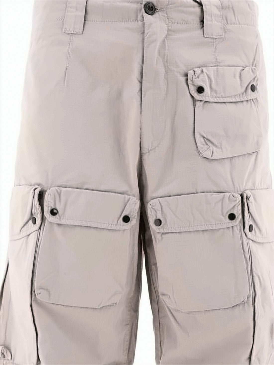 Relaxed-Fit Cargo Pants with Flap Pockets and Button Closure