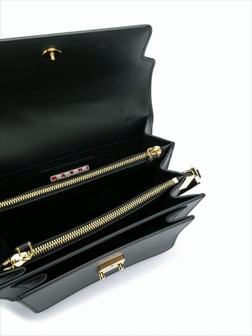 Structured Black Calf Leather Crossbody Bag