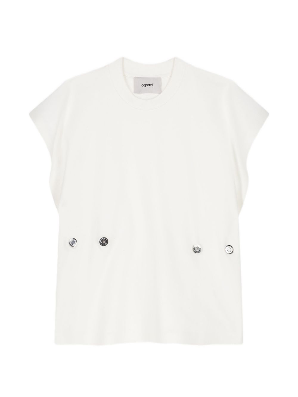 Cap Sleeve White Top with Adjustable Snap Buttons