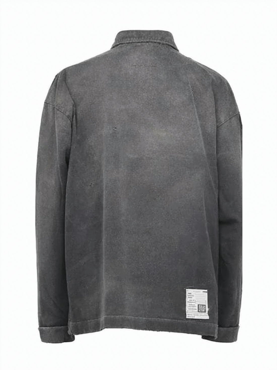 Washed Black Long-sleeve Polo Shirt