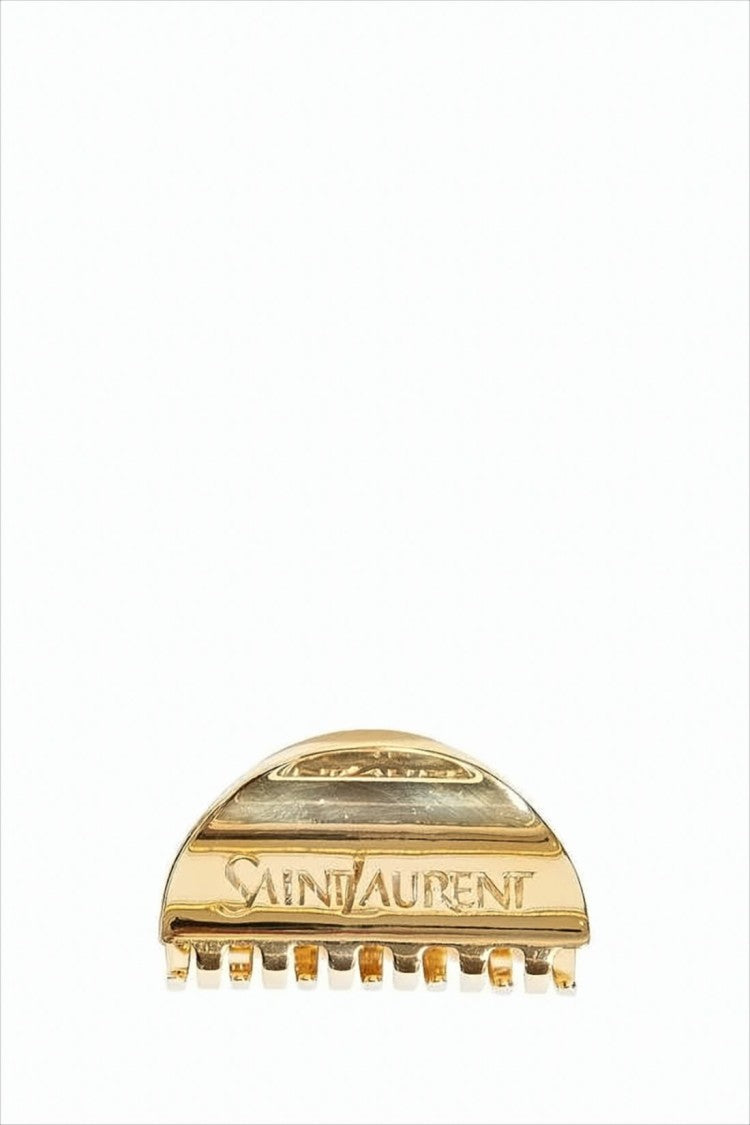 Polished Gold Metal Hair Clip with Engraved Logo