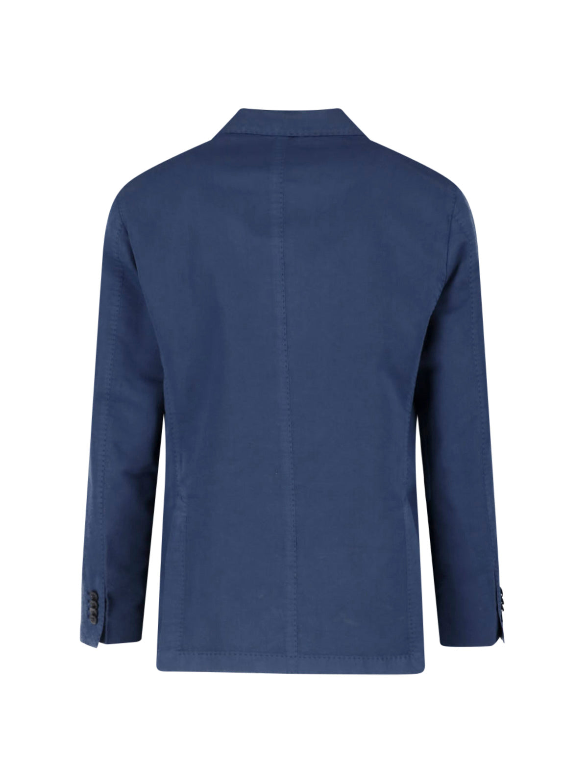 Blue Cotton-Silk Double-Breasted Blazer