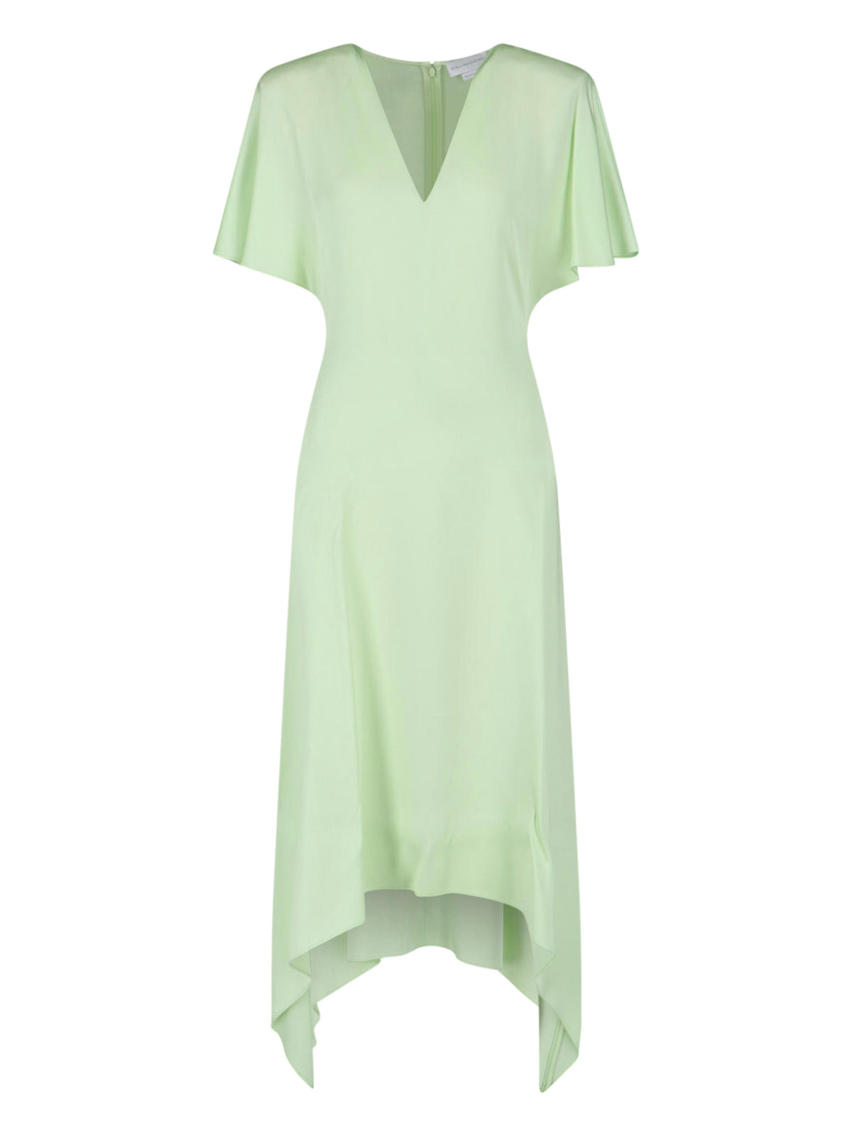 Green Asymmetrical Viscose Blend Midi Dress