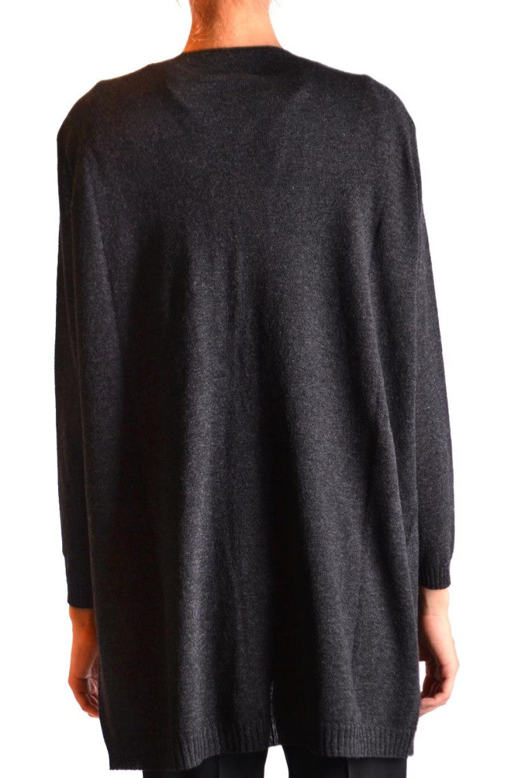 Open-Front Knit Sweater With Ribbed Cuffs