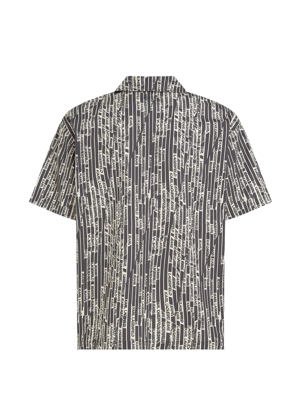 Boxy Fit Short-Sleeve Shirt with Vertical Text Pattern