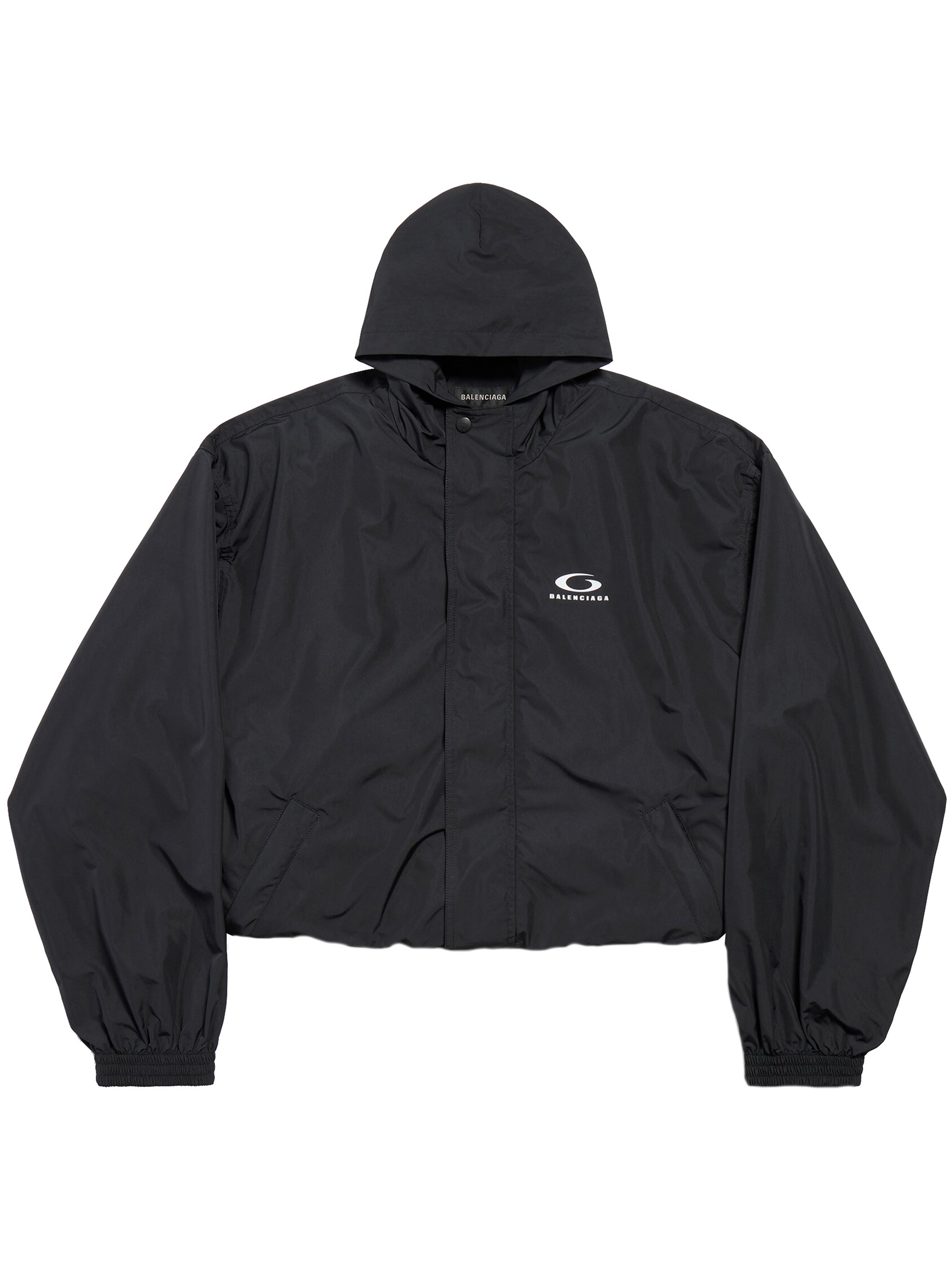 Black Folded Windbreaker Cropped Oversized Jacket