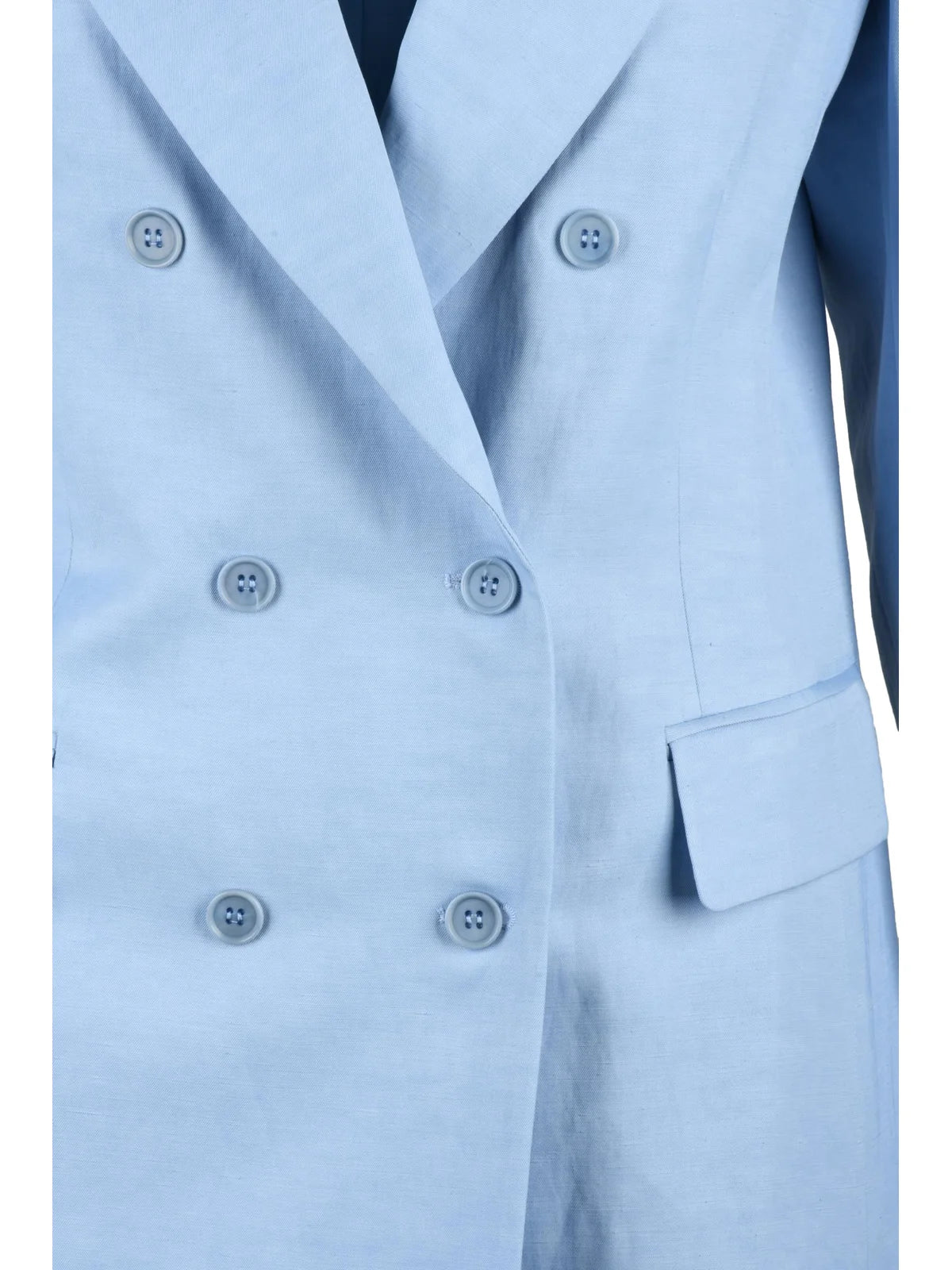 Light Blue Viscose Linen Women's Double-breasted Jacket