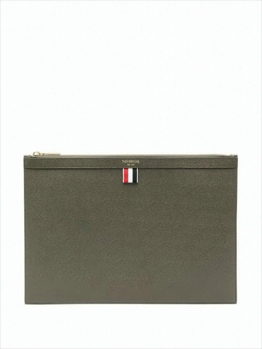 Textured Cow Leather Clutch with Gold-tone Hardware