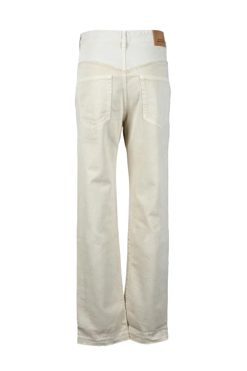 Straight-Leg Mid-Rise Beige Jeans