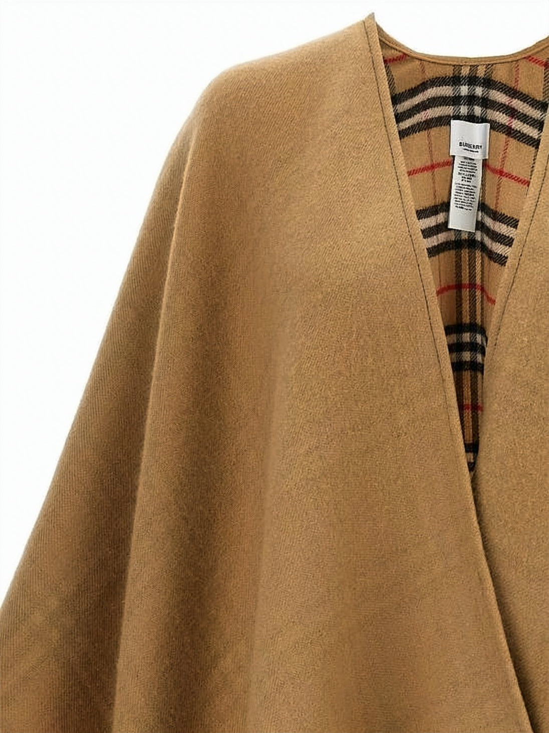 Reversible Wool Cape with Classic Plaid