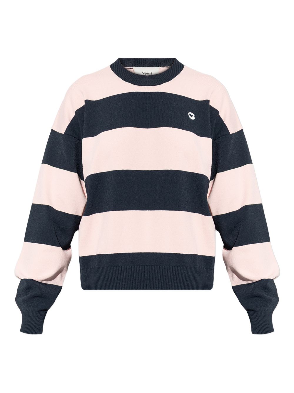 Wide Striped Long-Sleeved Top With Logo Detail