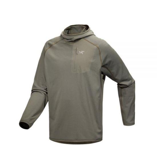 Smooth Polyester Hooded Pullover With Zippered Chest Pocket