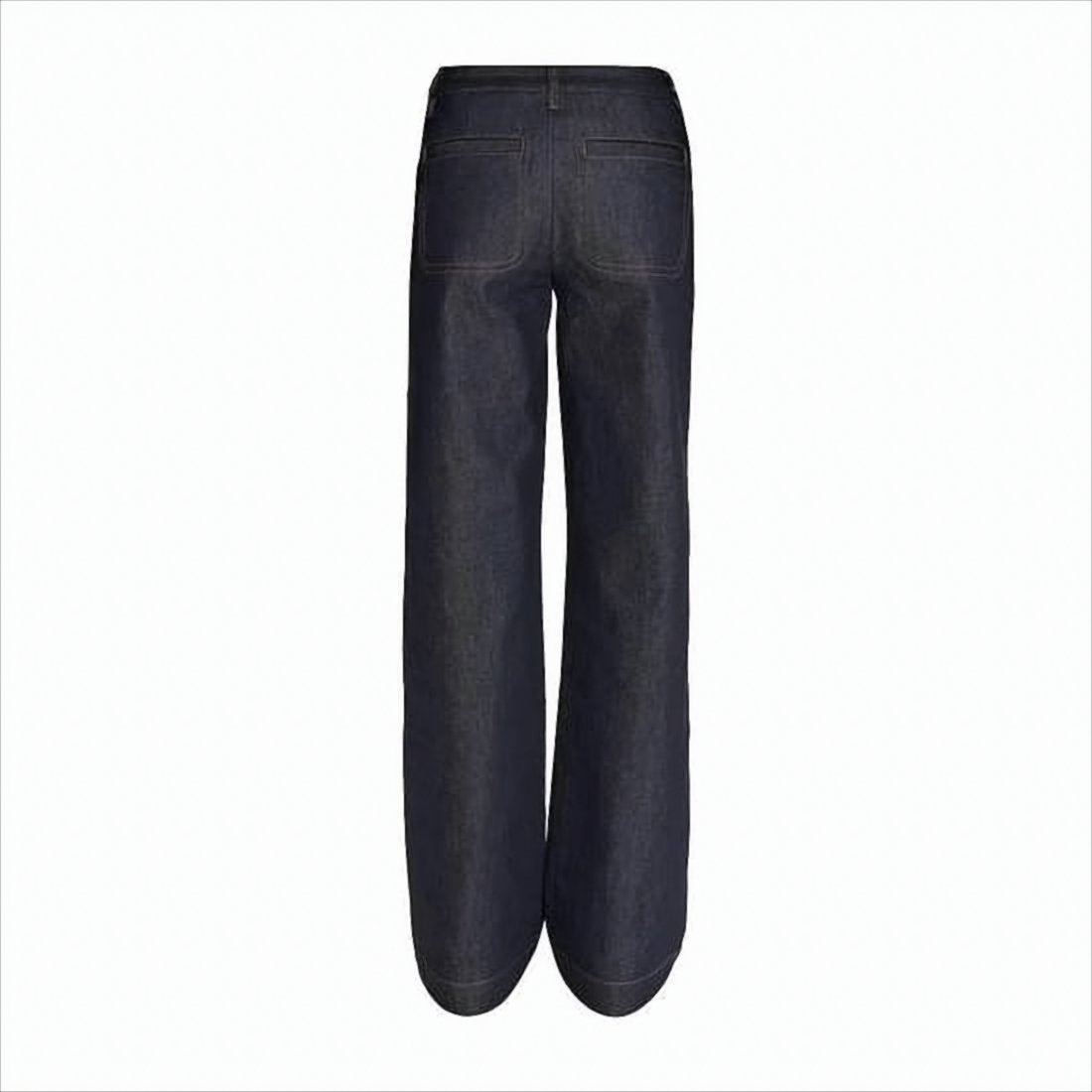 High-Waisted Straight-Leg Denim Pants with Five-Pocket Design