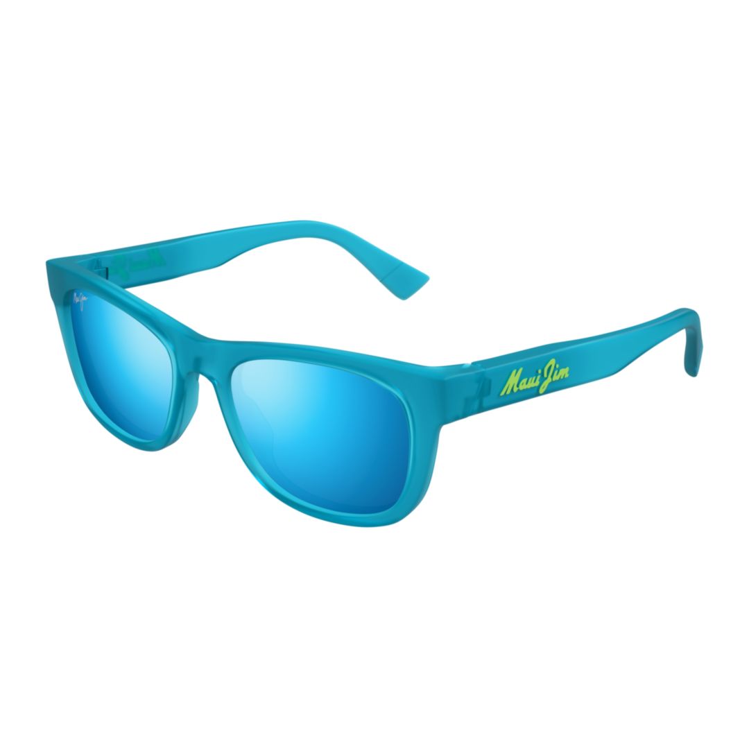 Kaulike Rectangular Turquoise Frame Sunglasses with Mirrored Lenses