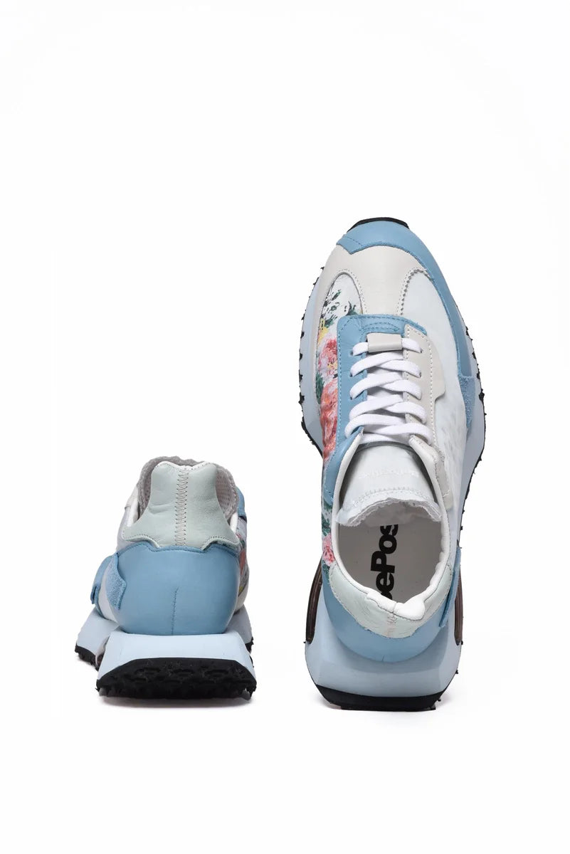 Leather/Polyester Sneakers - Sky Blue