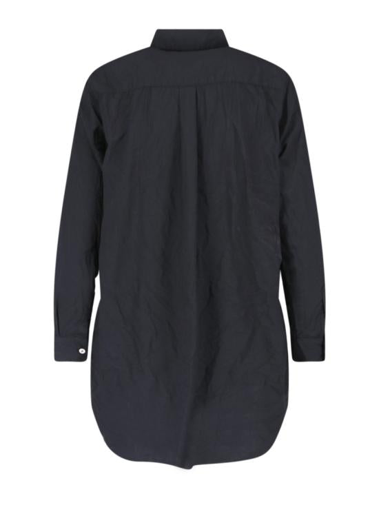 Textured Black Button-Down Shirt With Unique Detailing