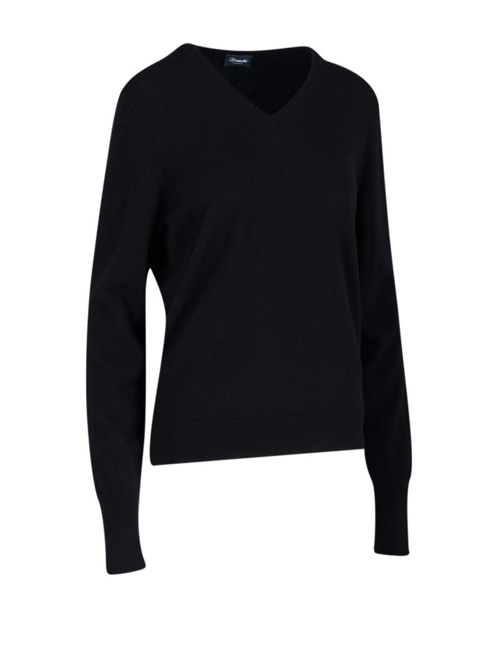 V-Neck Sweater In Cashmere Black Maxi