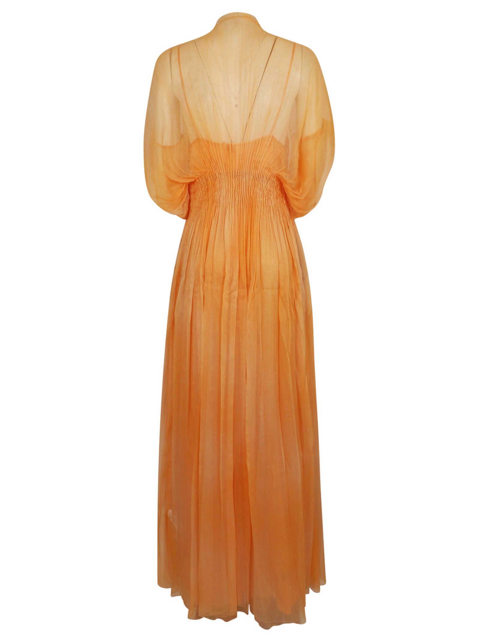 Pleated Silk Midi Dress