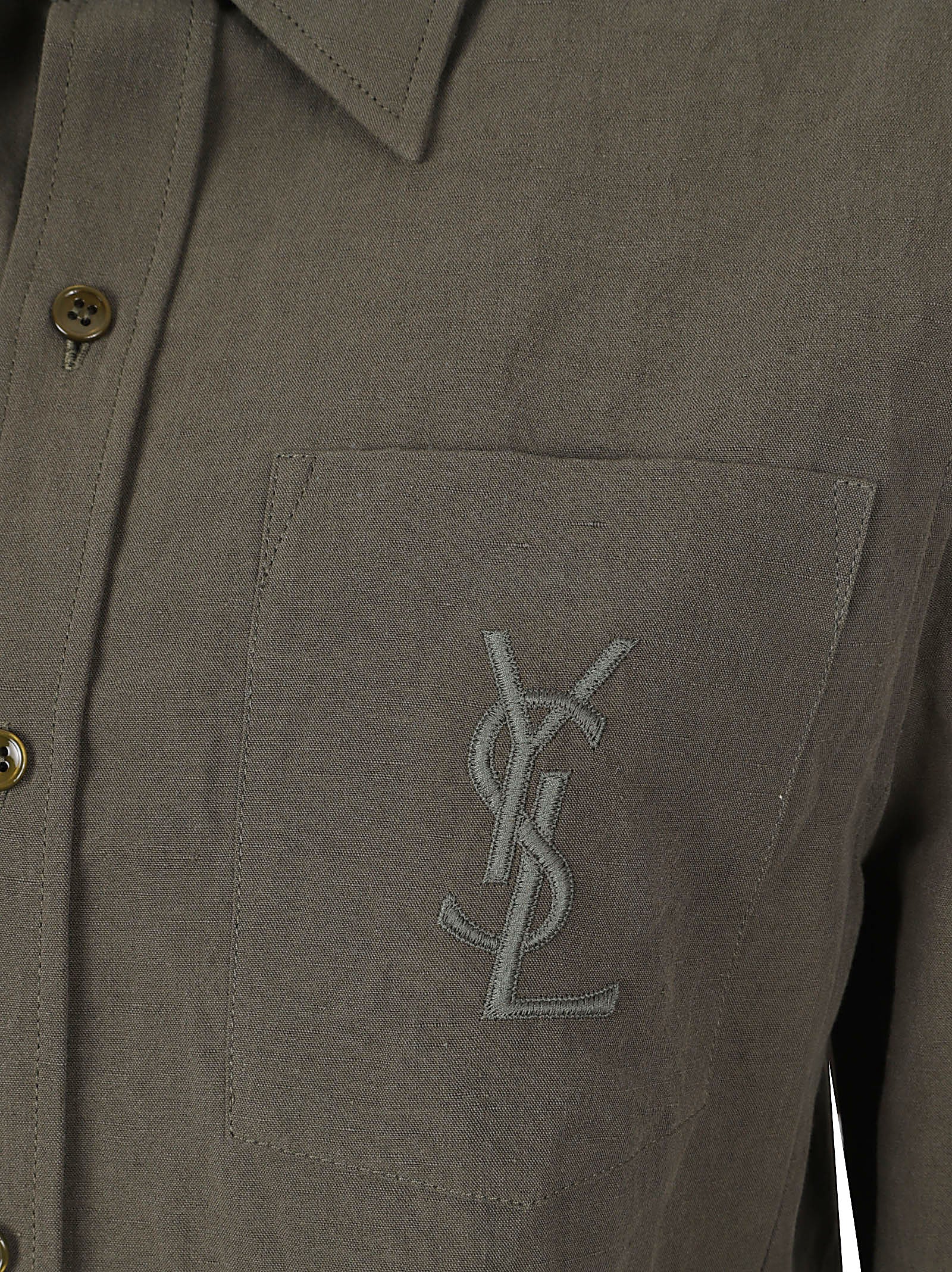 Pointed Collar Button-Up Shirt