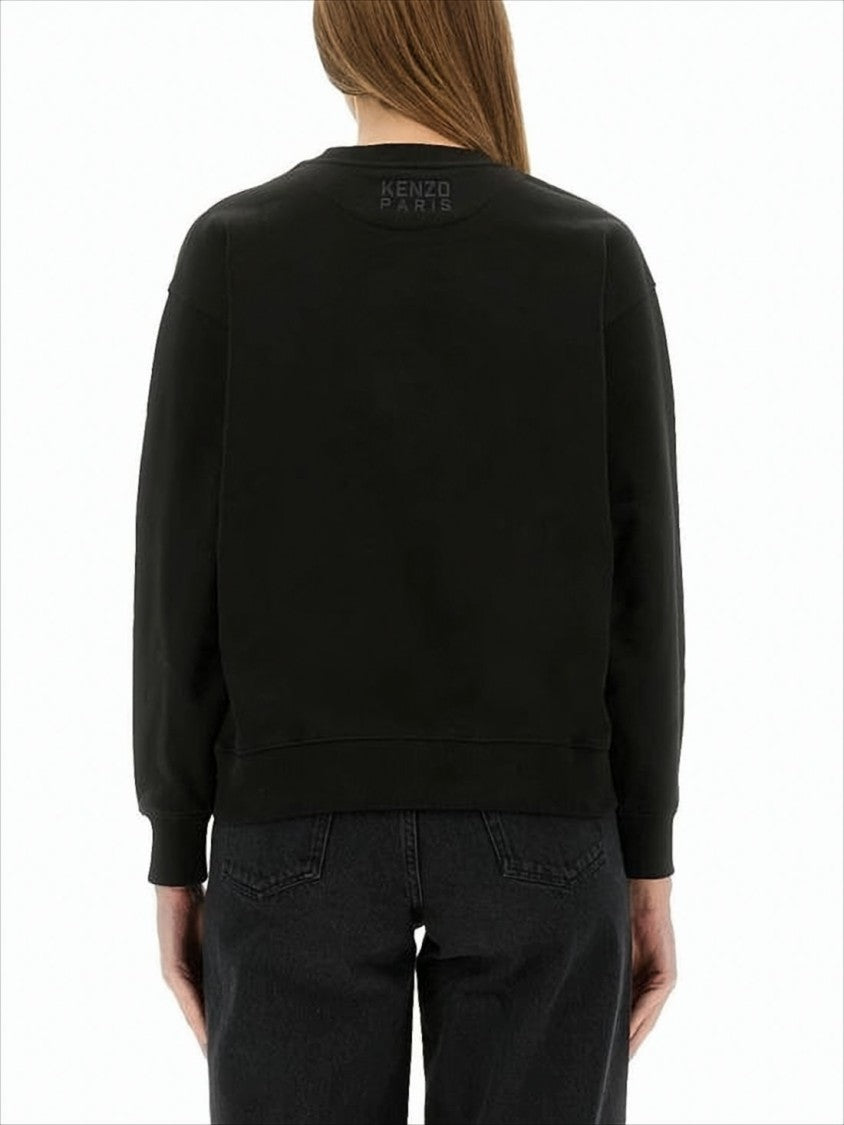 Relaxed Fit Long-Sleeve Black Top With Embroidered Logo