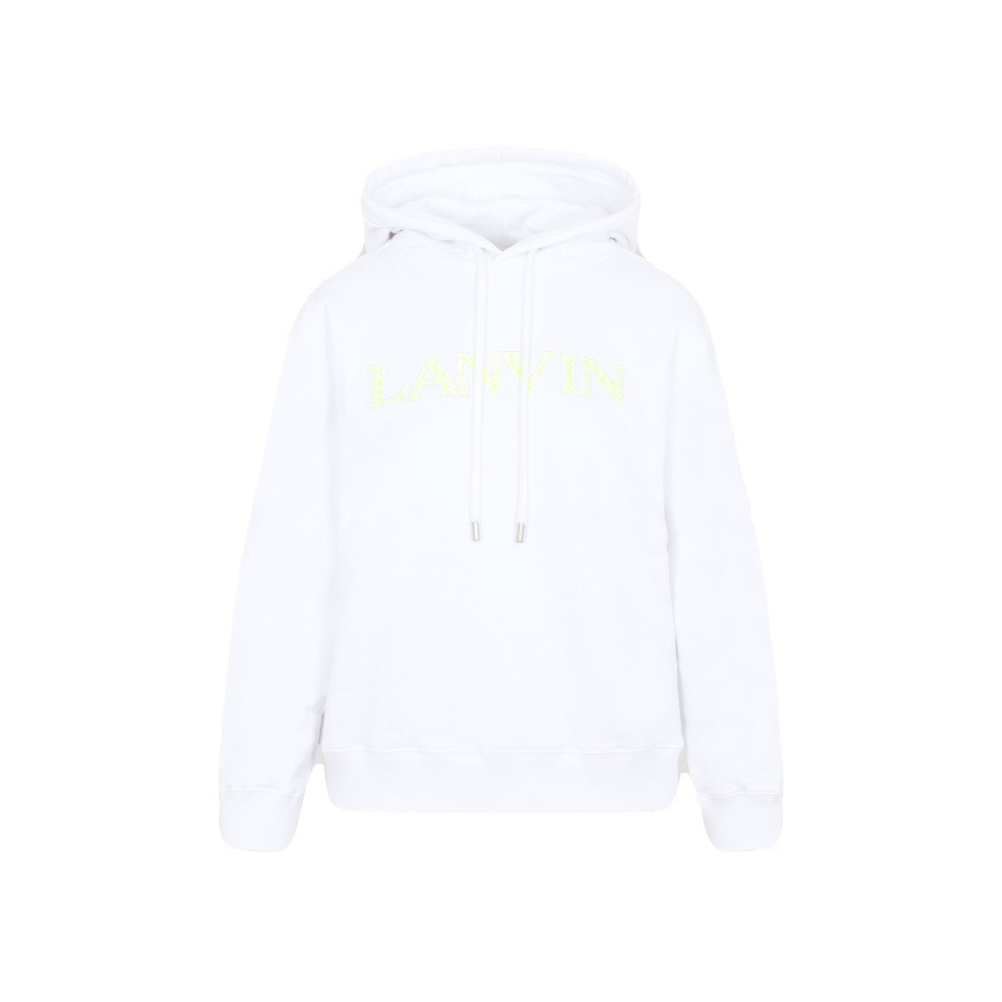 White Cotton Classic Fit Hoodie With Logo