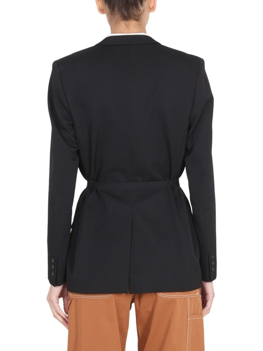 Belted Blazer With Peaked Lapels
