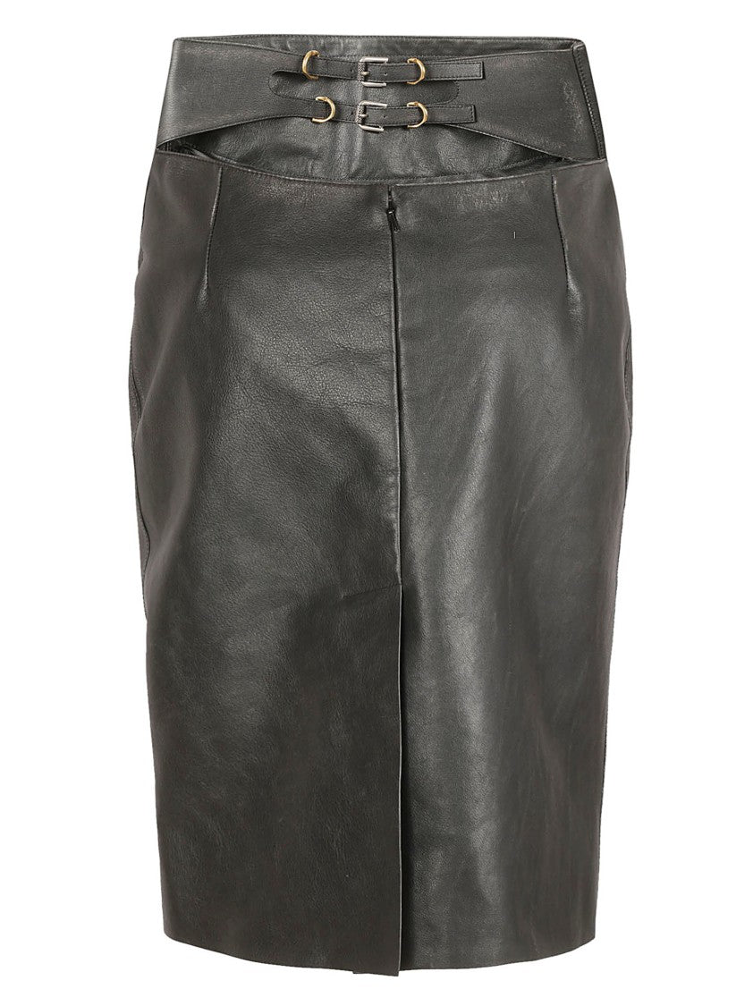 Fitted Calf Leather Skirt