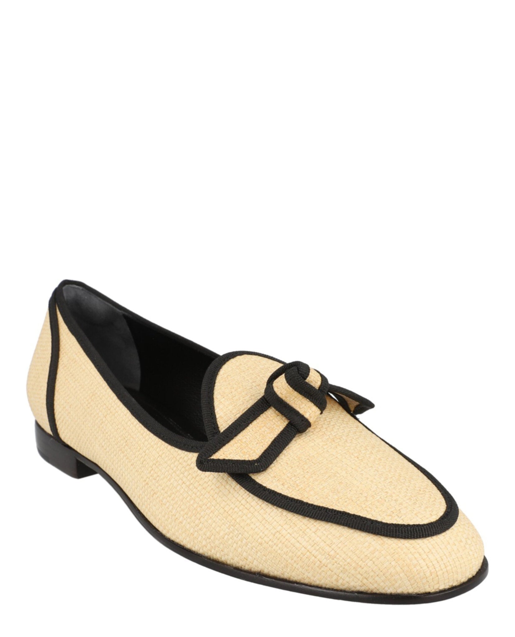 Grosgrain-Trim Raffia Loafers