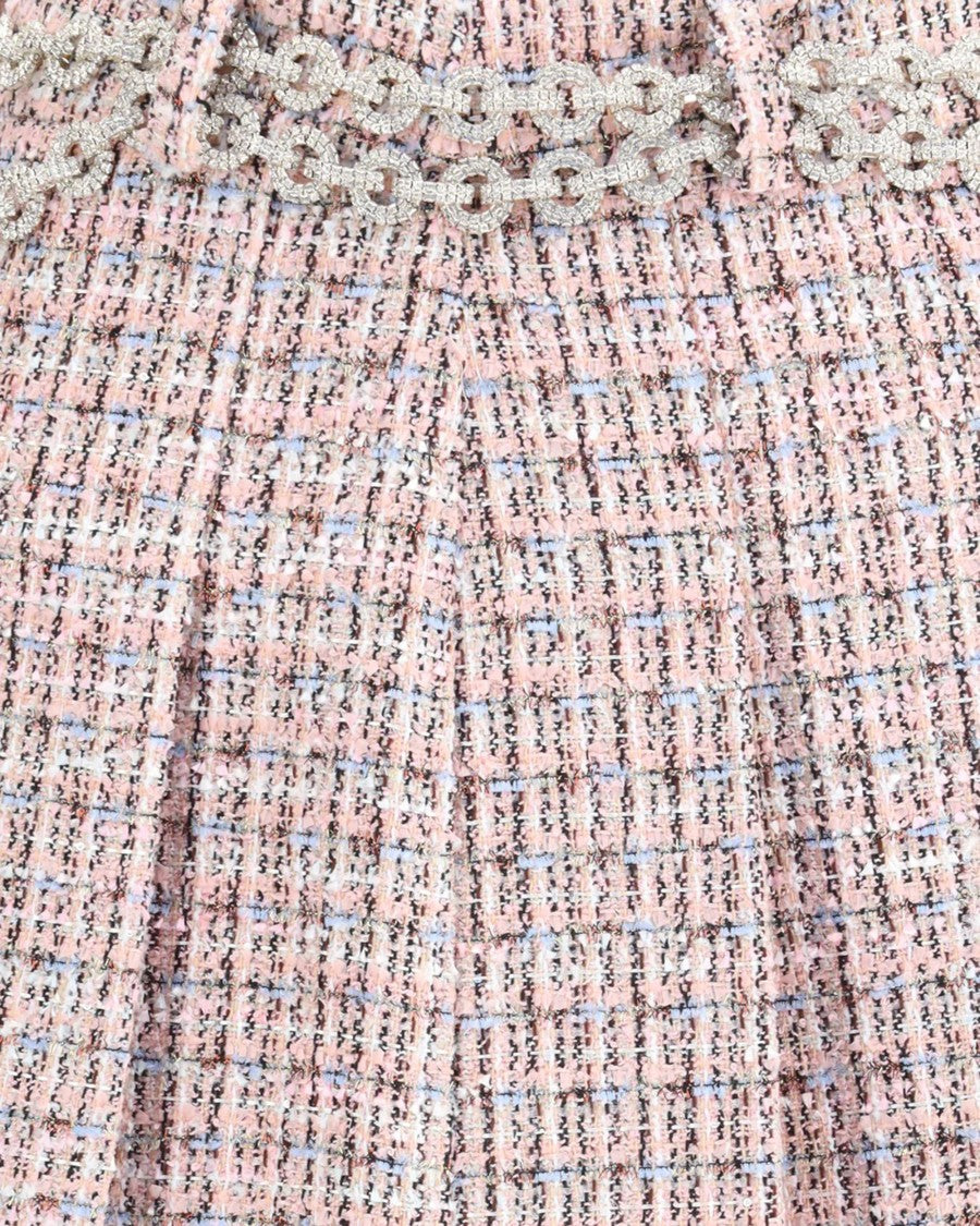 Mini Skirt With Pink Bouclé Crystal Belt
