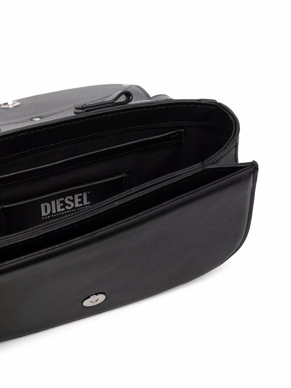 Black Leather Foldover Bag