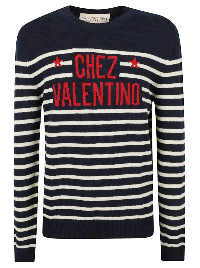 Crewneck Sweater With Bold Jacquard Motif