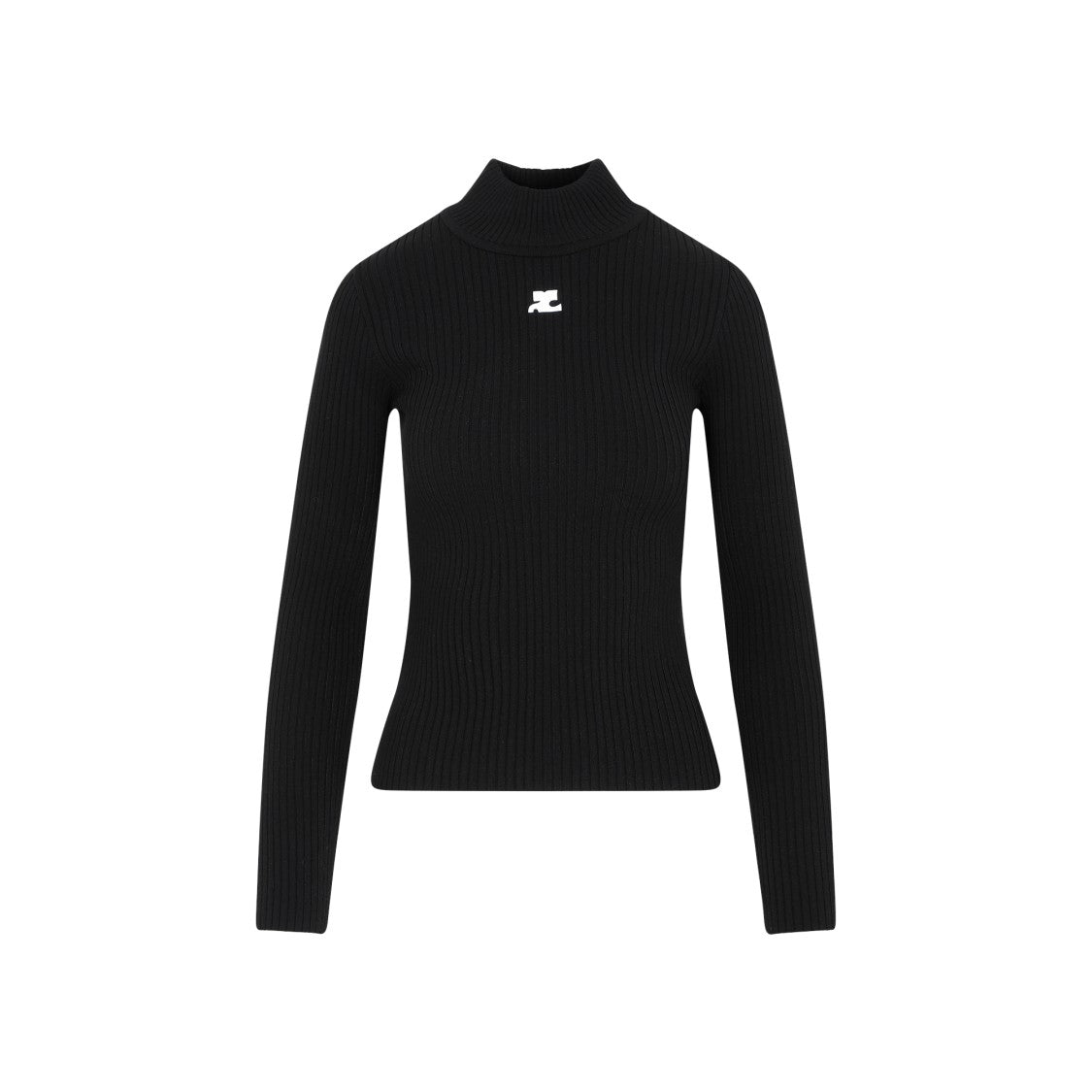 Black Ribbed Jumper with Roll Neck