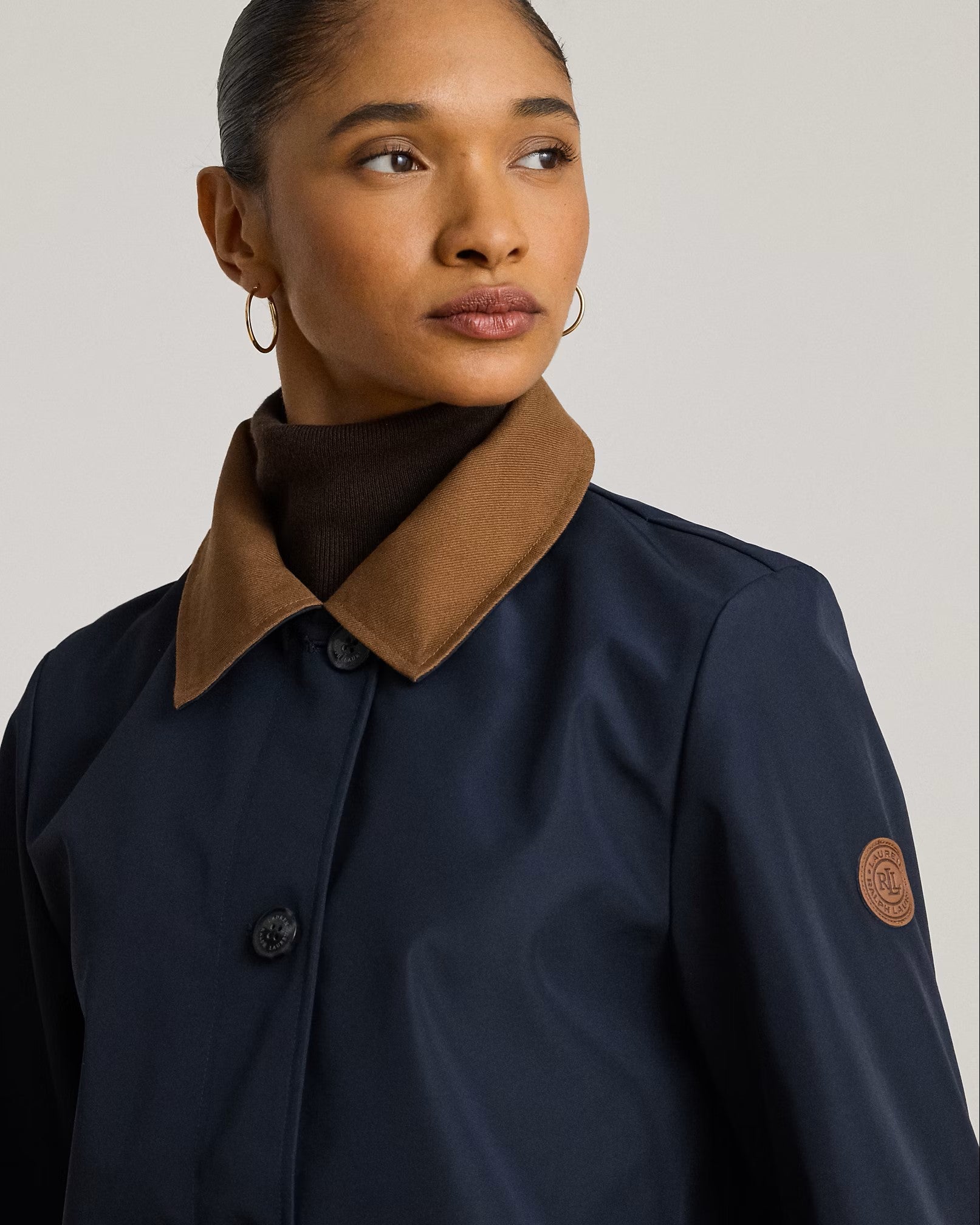 Navy Blue Bonded Rain Unlined Coat