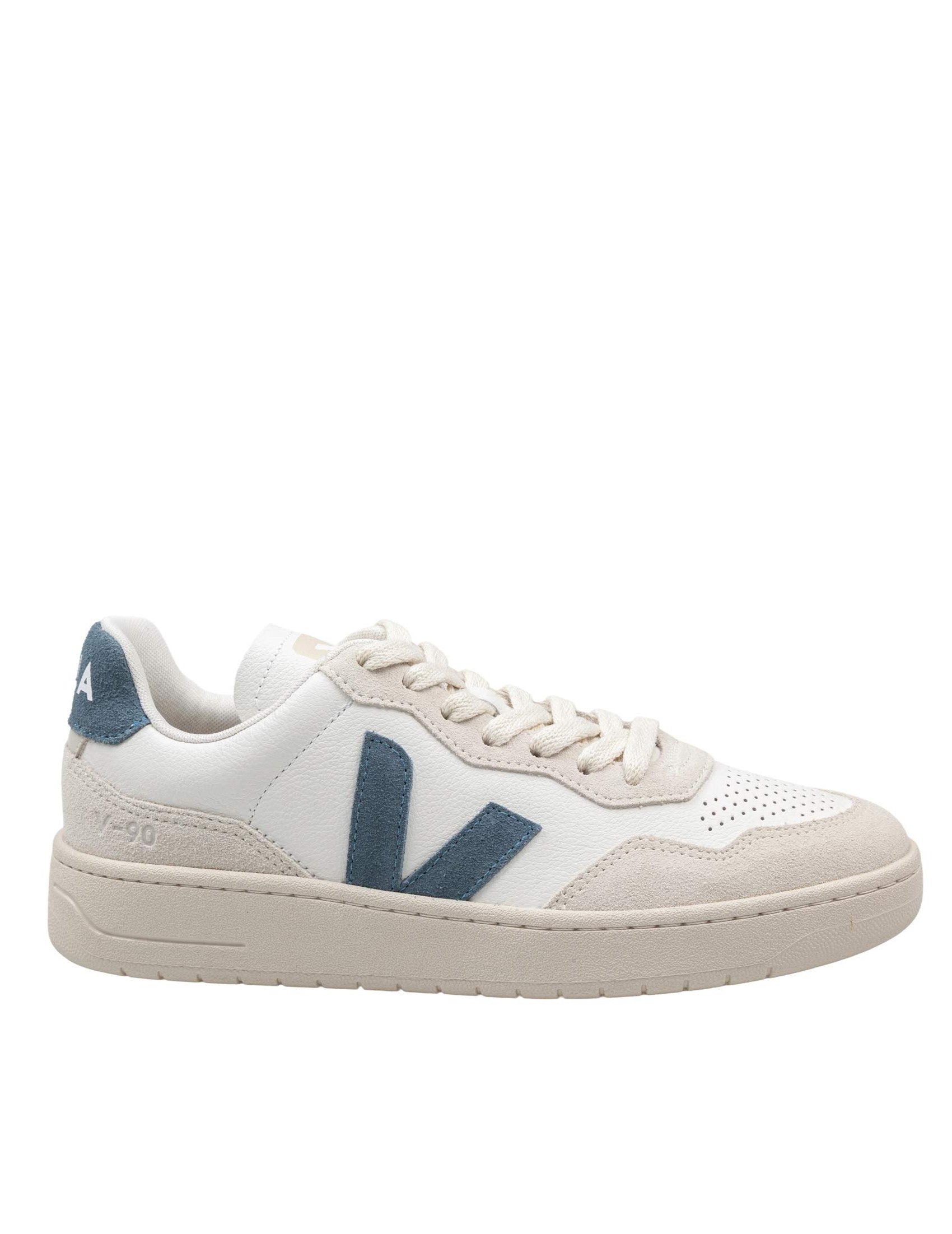 V-90 Leather Sneakers, White And Light Blue