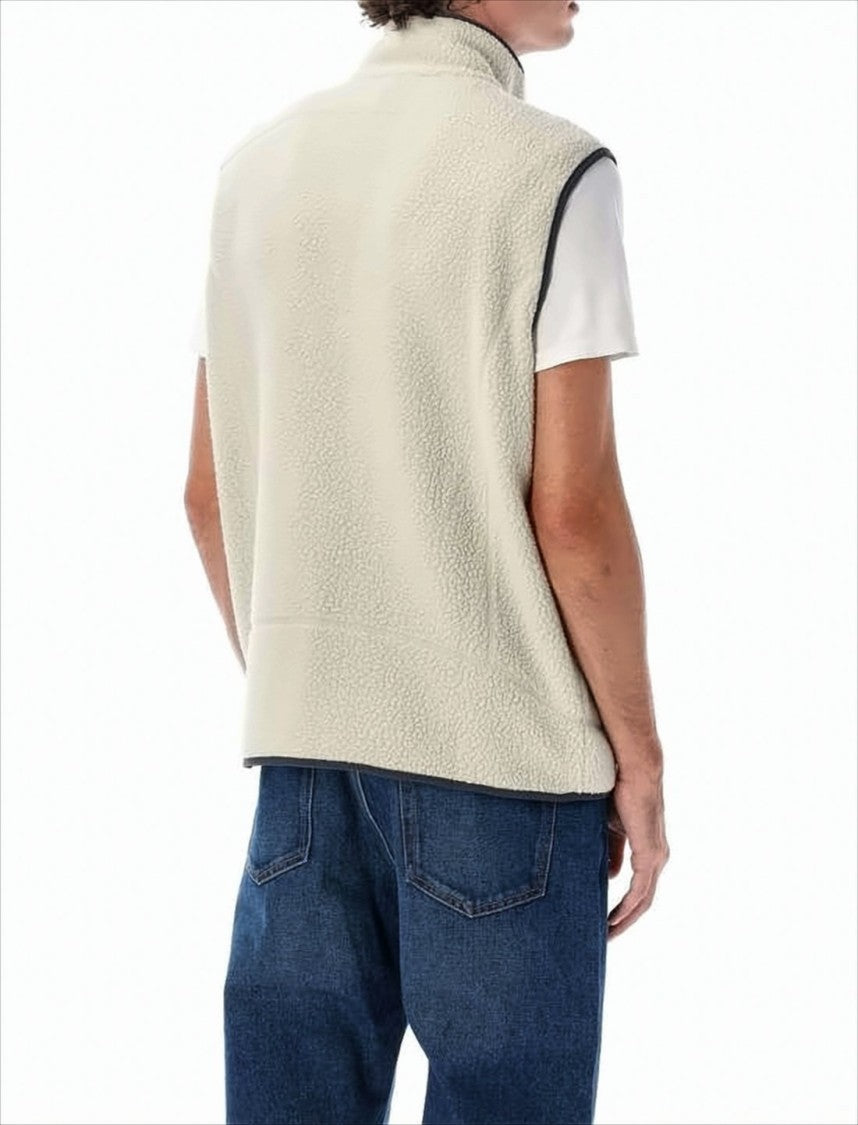 Textured Fleece Vest with High Collar