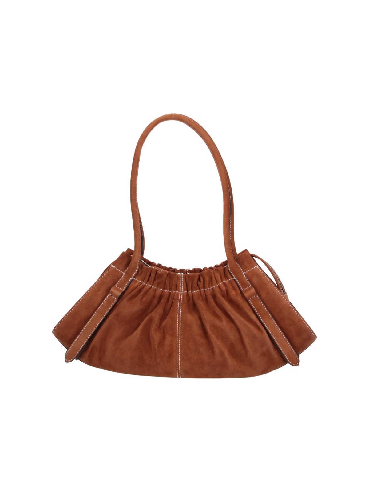 Brown The Christina Ruched Suede Bag