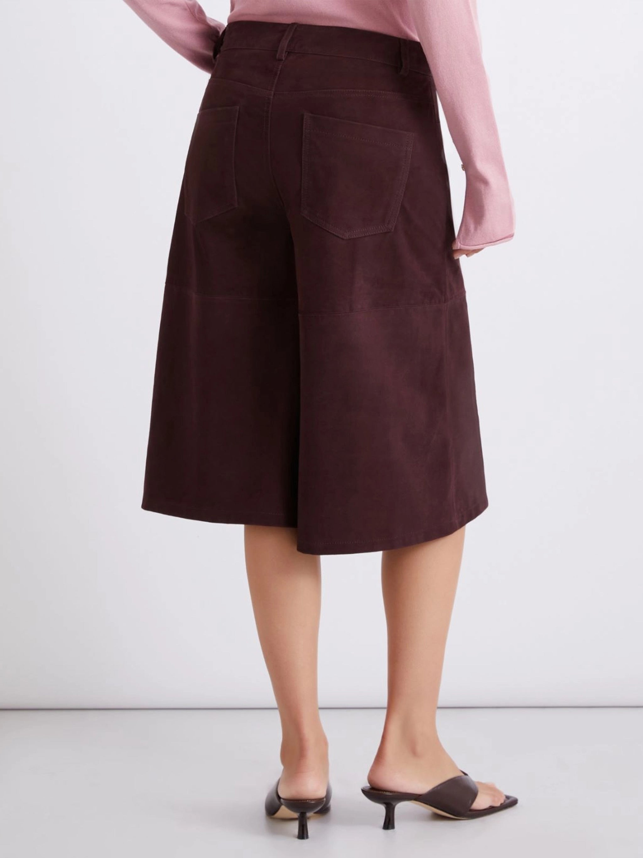 Burgundy Mllscoglio High-Waisted Wide-Leg Shorts