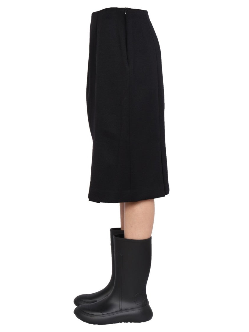 Structured Black Midi Skirt