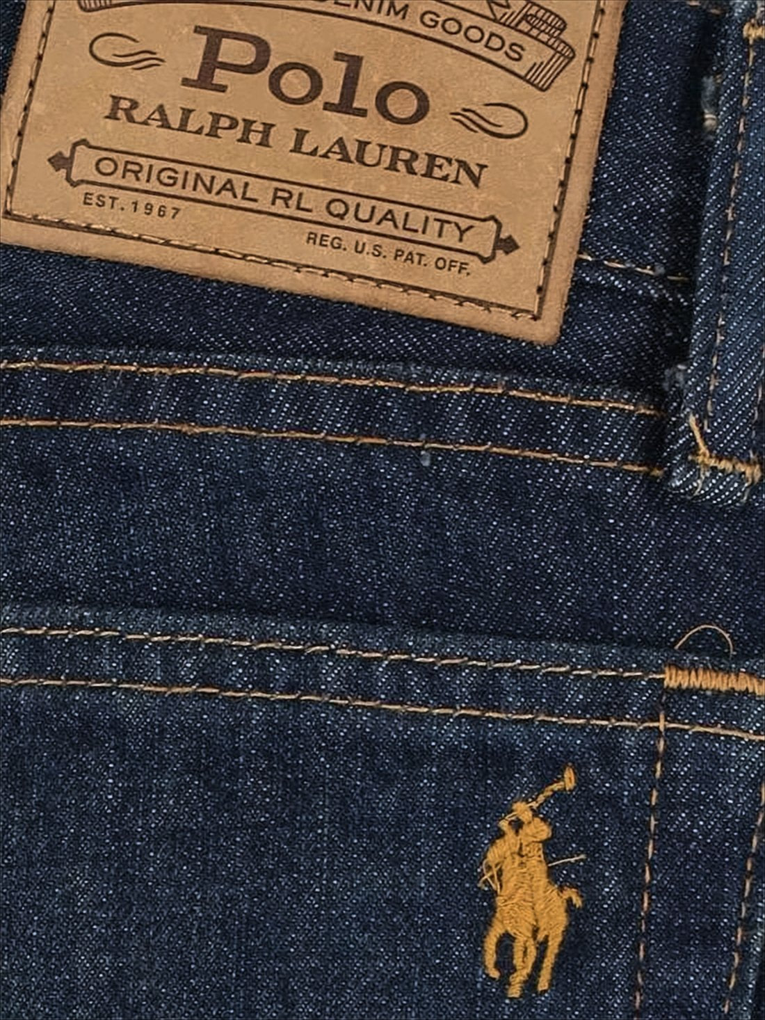 Classic Five-Pocket Denim Pants with Leather Accents