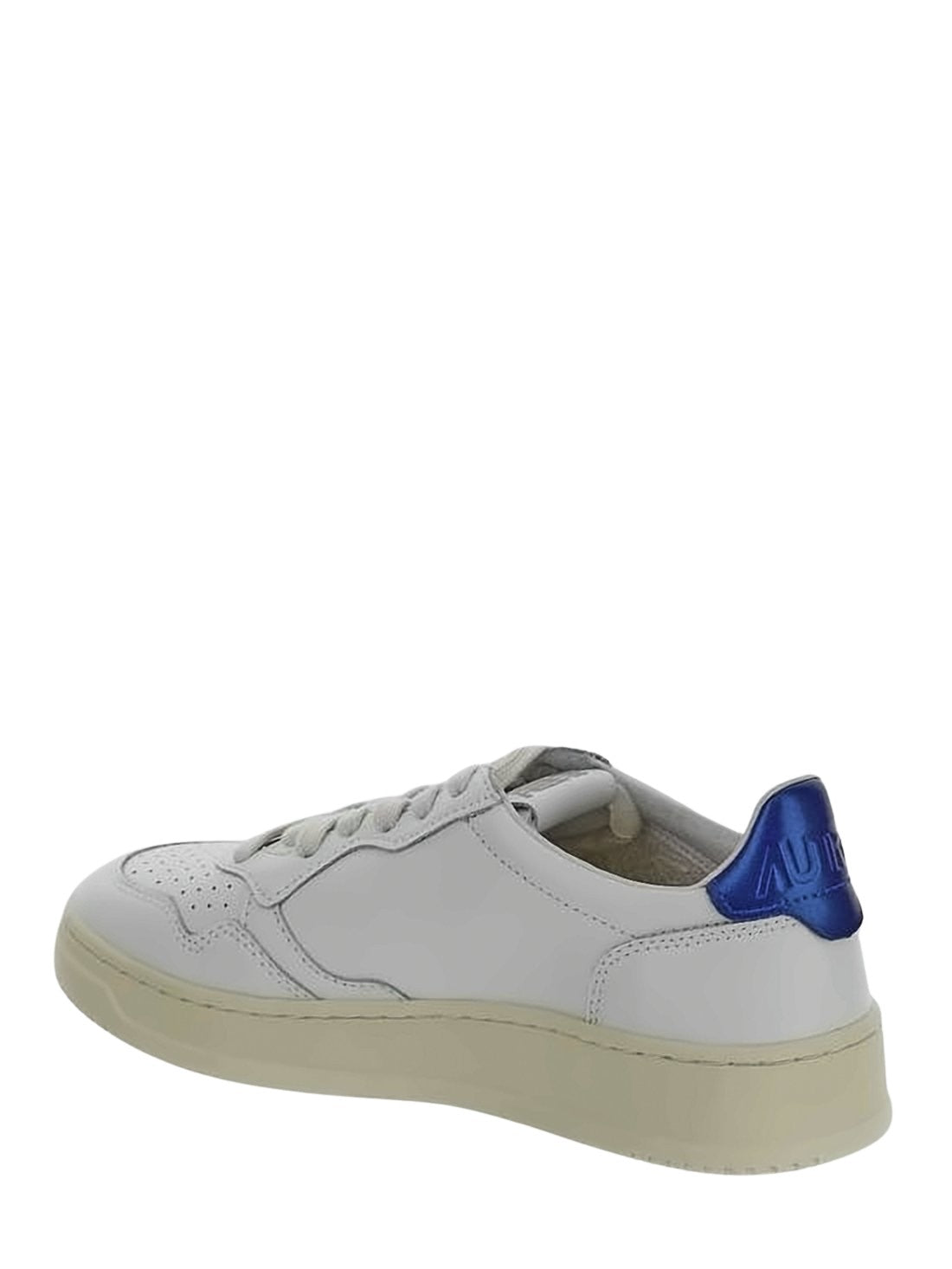 Low-Top Leather Sneakers with Perforated Detailing