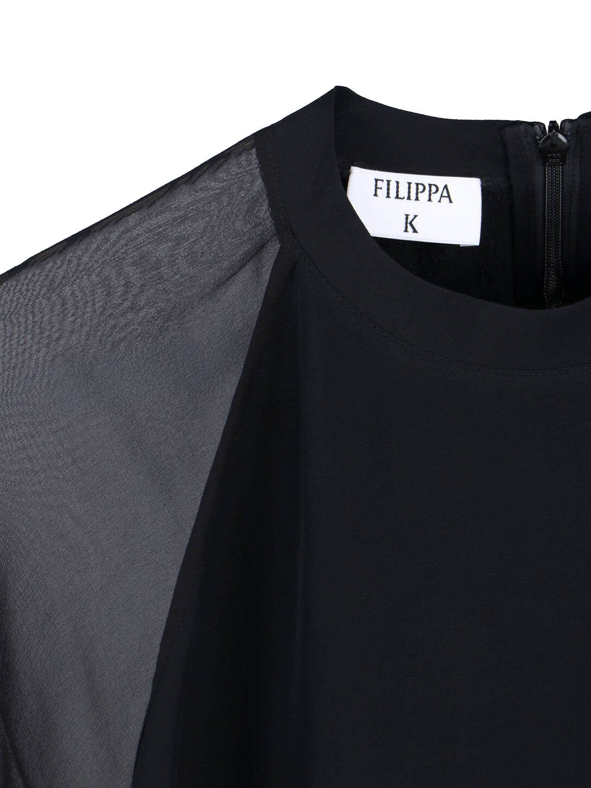 Black Raglan Sleeve Semi-Transparent Viscose Blouse