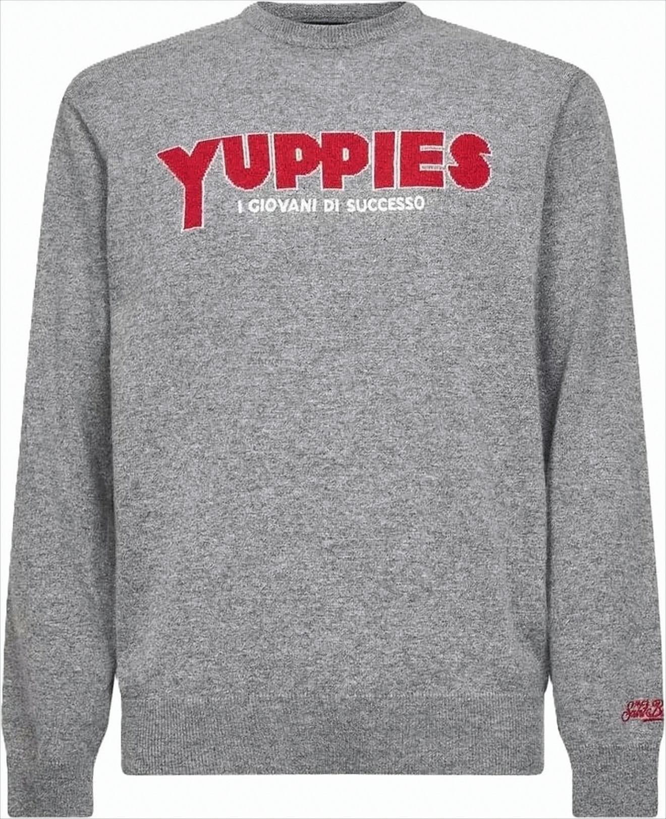 Grey Sweatshirt With Bold Graphic Accents