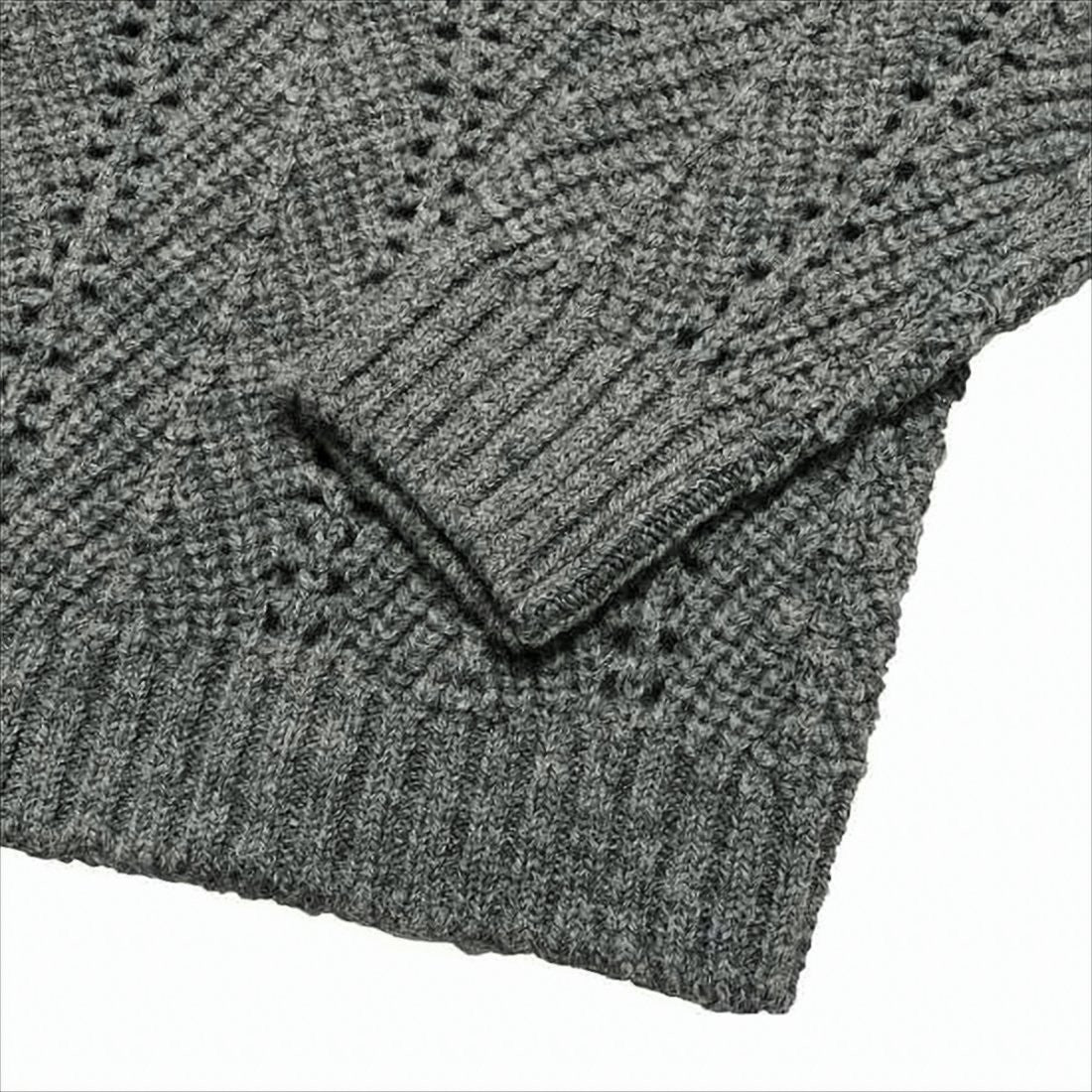 Textured Knit Wool Pullover with Unique Collar