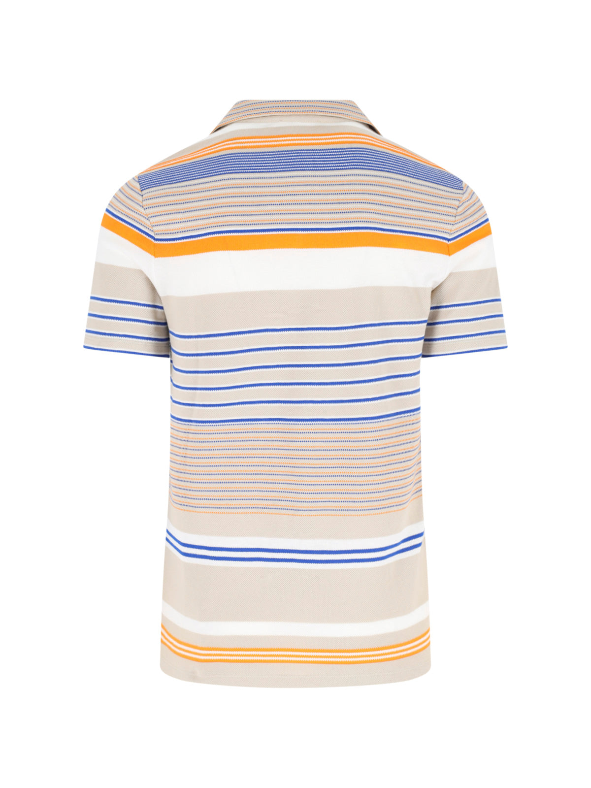 Beige Piqué Cotton Multicolor Stripe Polo