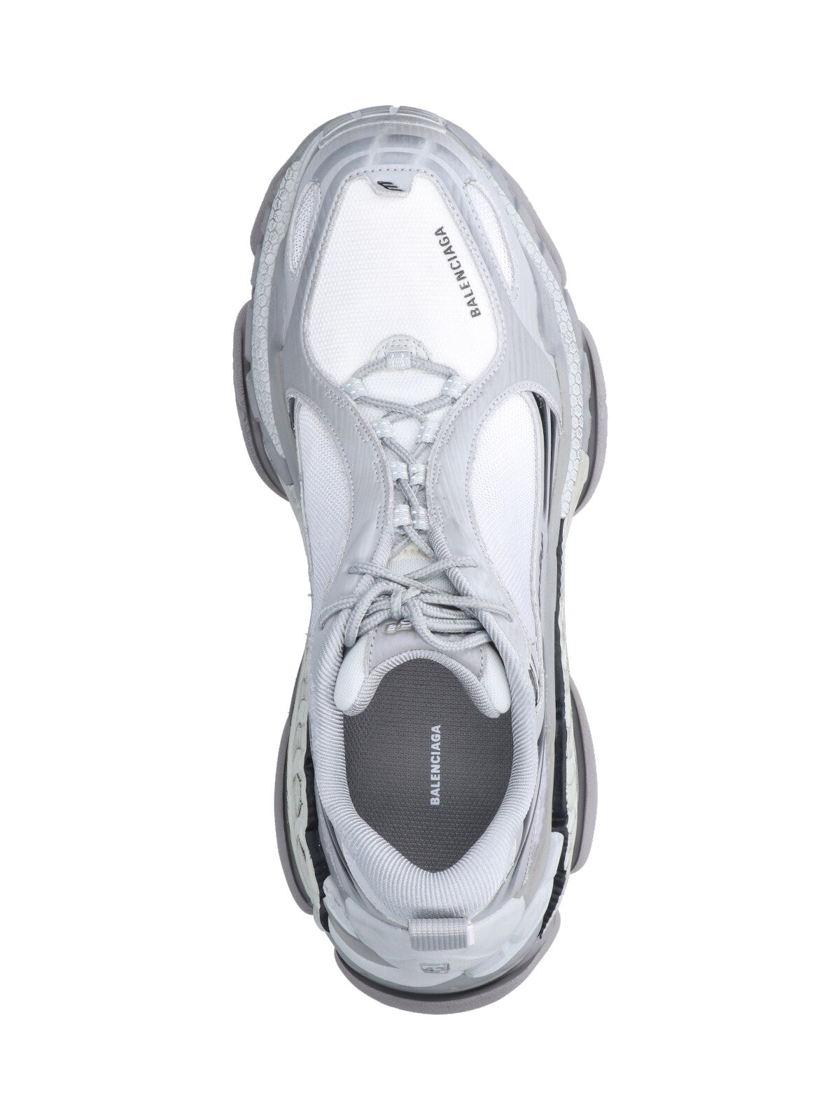 Futuristic Light Grey Sneakers With Layered Sole