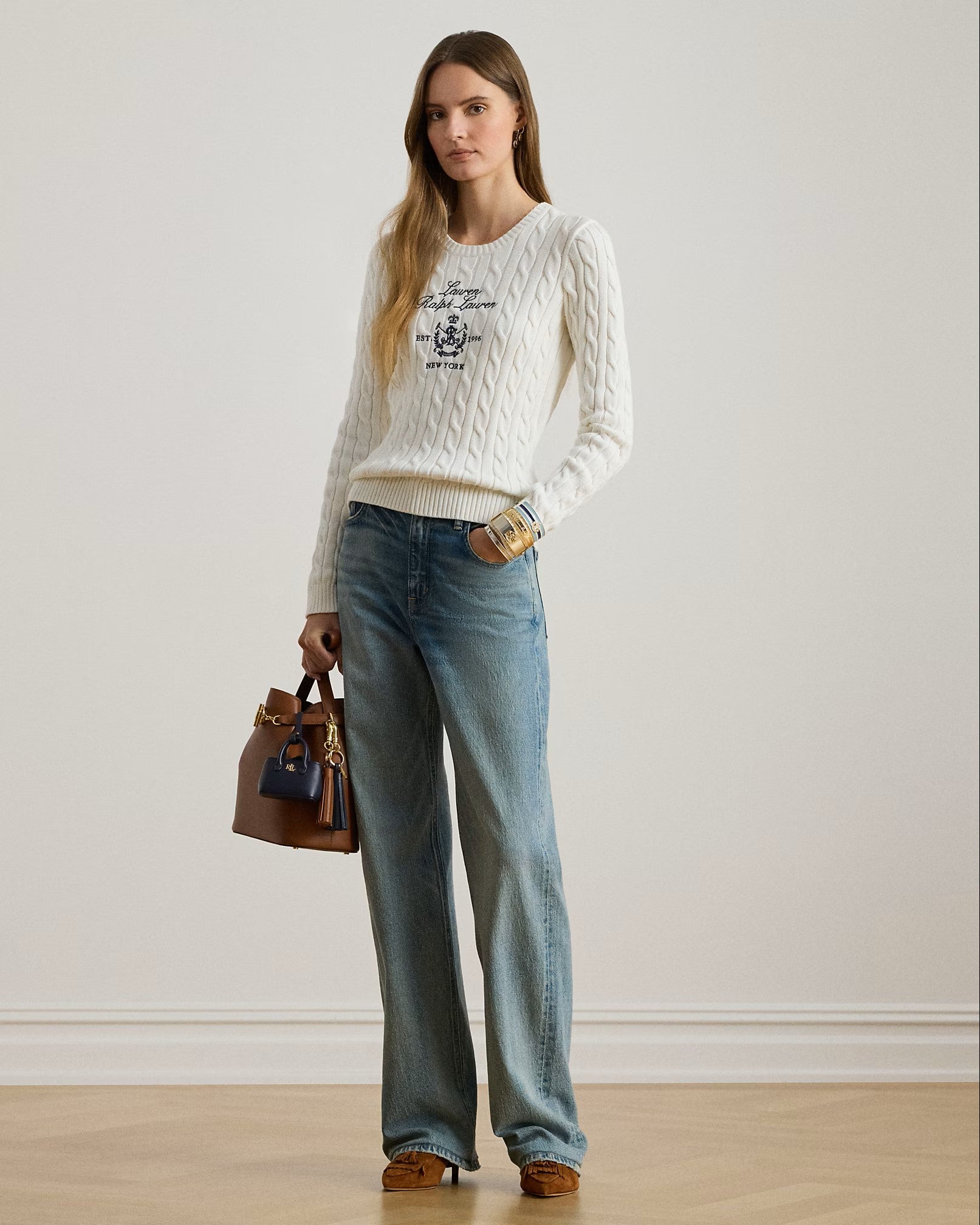 White Rinett Gassed Cotton Pullover Sweater