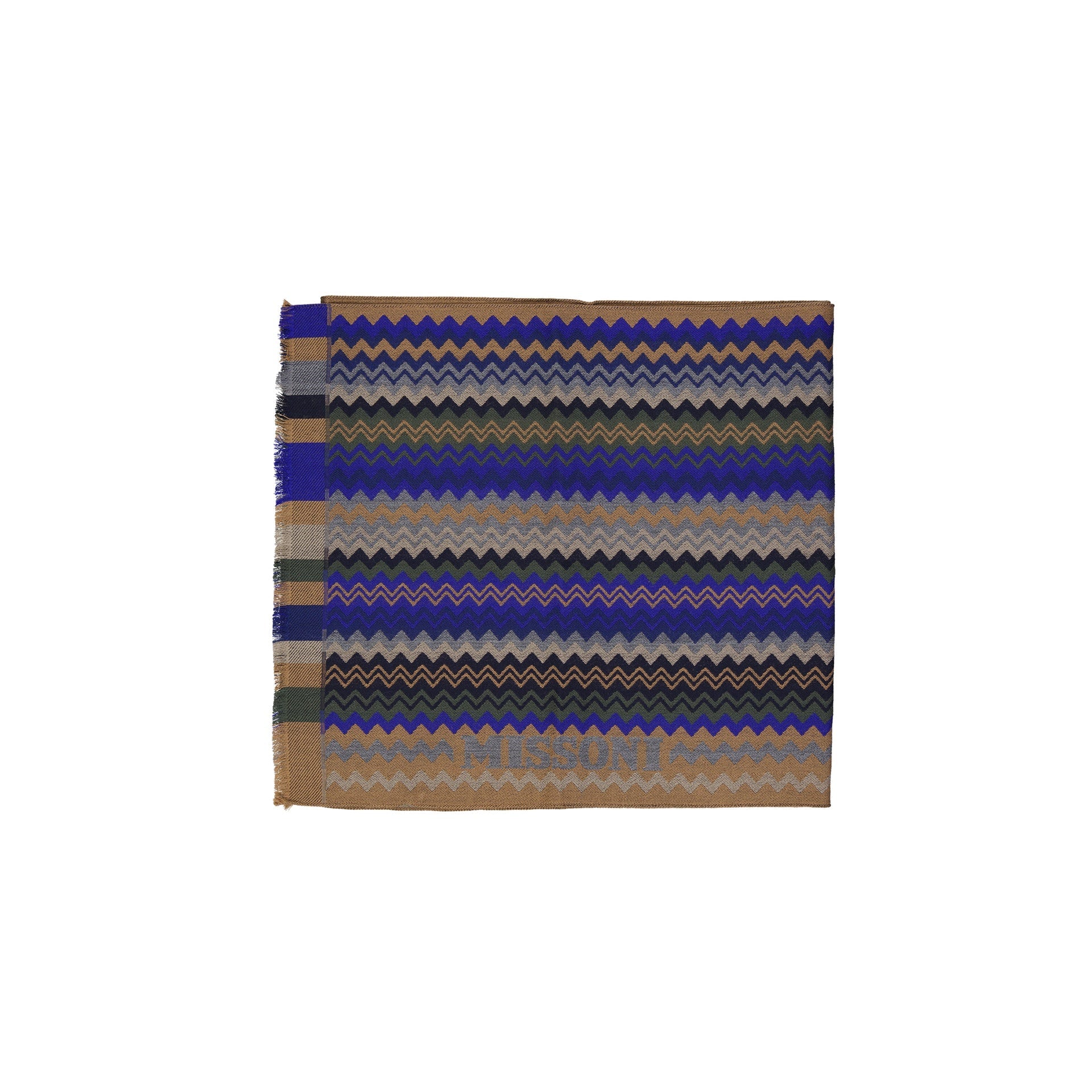 Rectangular Wool Scarf with Zigzag Pattern