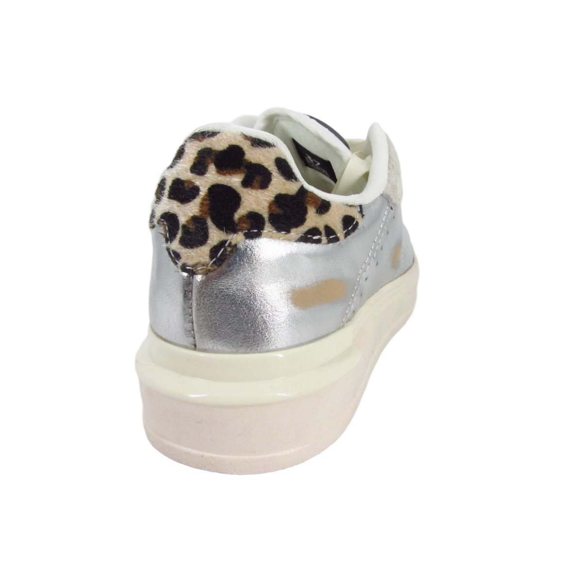 Metallic Silver And Beige Suede Low-Top Shoes